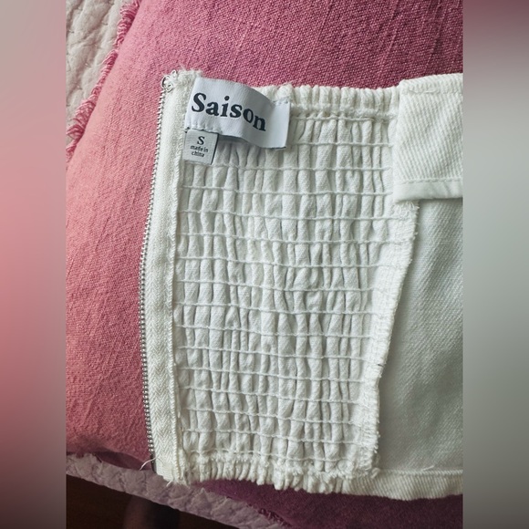 Rhinestone Studded SM White Denim Cropped Stretch Sweetheart Neckline Corset Top - Picture 6 of 6